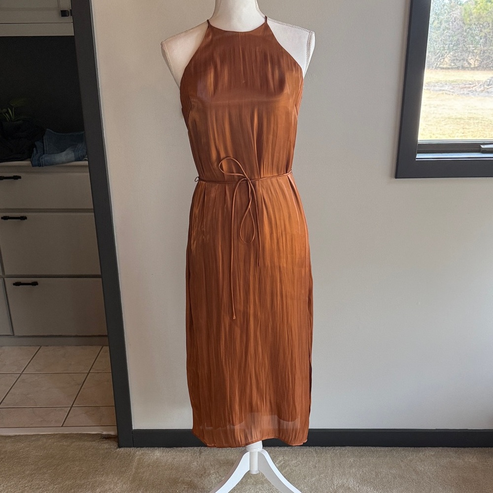 Bella Dahl Shimmery Elegant goldish/bronzey Halter Dress